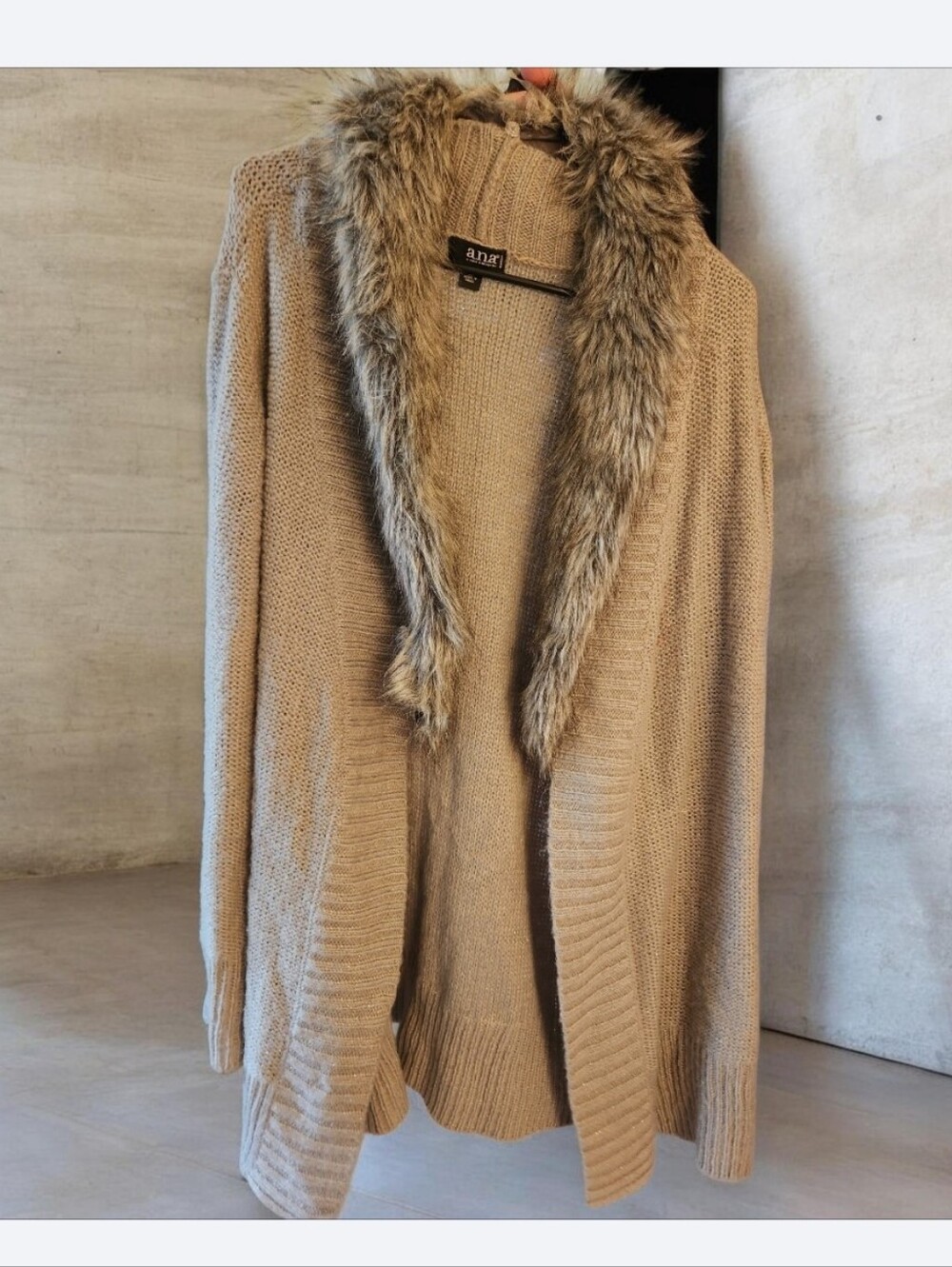 a.n.a  Open-Front Cardigan with Faux Fur Trim● EUC ■ Read Below ■ Firm